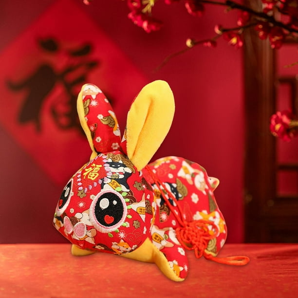 Lindos animales de peluche Muñeca de Favor suave Regalos de cumpleaños año nuevo chino Conejo de peluche de juguete para vacaciones , 20cm Rojo Profundo BLESIY Juguetes de peluche