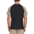 thumbnail image 3 of INSPIRE CHIC Men's Raglan Retro Colorblock Short Sleeve Button Down Henley Shirt M Black, 3 of 5