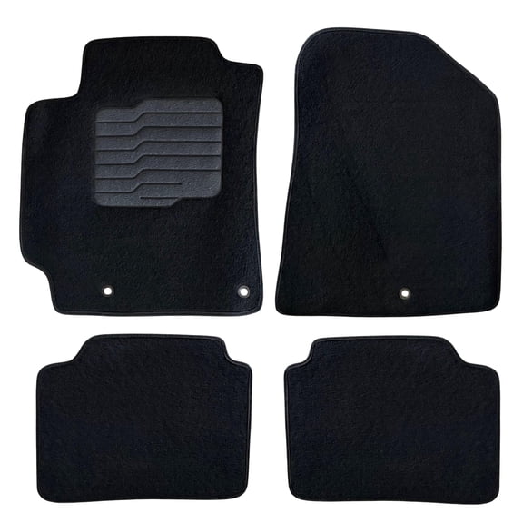 Carpet Floor Mats for 2019 to 2024 Kia Forte with Driver Heel Pad and Safety Locks, Front and Rear, Black