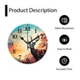 thumbnail image 4 of 12 Inch Wall Clock Battery Operated Silent Clock Decorative for Office, Kitchen, Outdoor, Living Room，Antlers Black Deer on Sky Background West Coast Beautiful, 4 of 4
