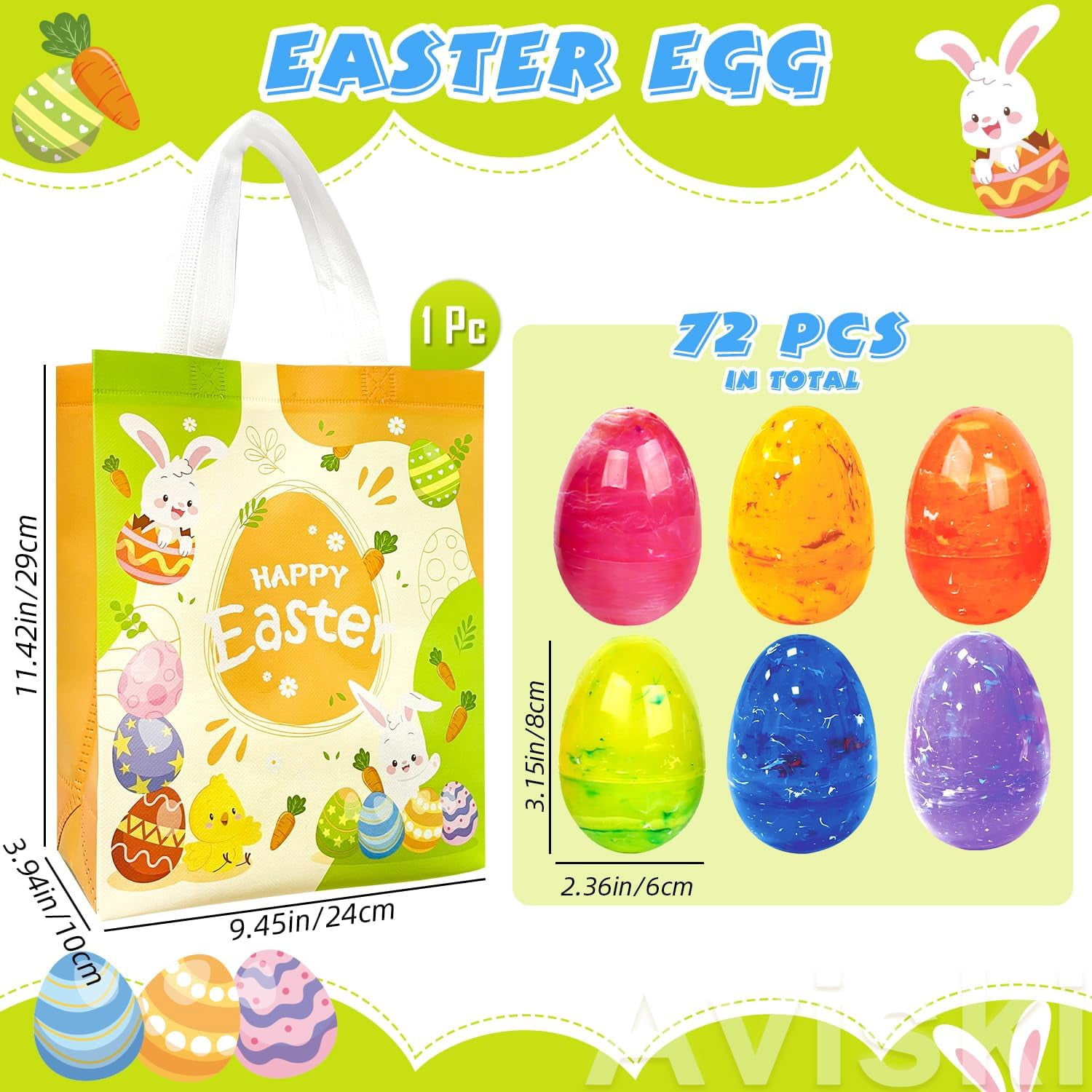 72-Piece 3.15-Inch Jumbo Iridescent Marble Easter Eggs For Easter Basket Stuffers, Egg Hunt Game, And Party Favors