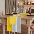 thumbnail image 2 of Yellow Abstract Burlap Cotton Table Runner 18x72 Inches Long, Grey Geometric Oil Painting Vintage Gradient Farmhouse Table Runners, Outdoor Dining Tablecloths Decor for Baby Shower/Party/Wedding, 2 of 8