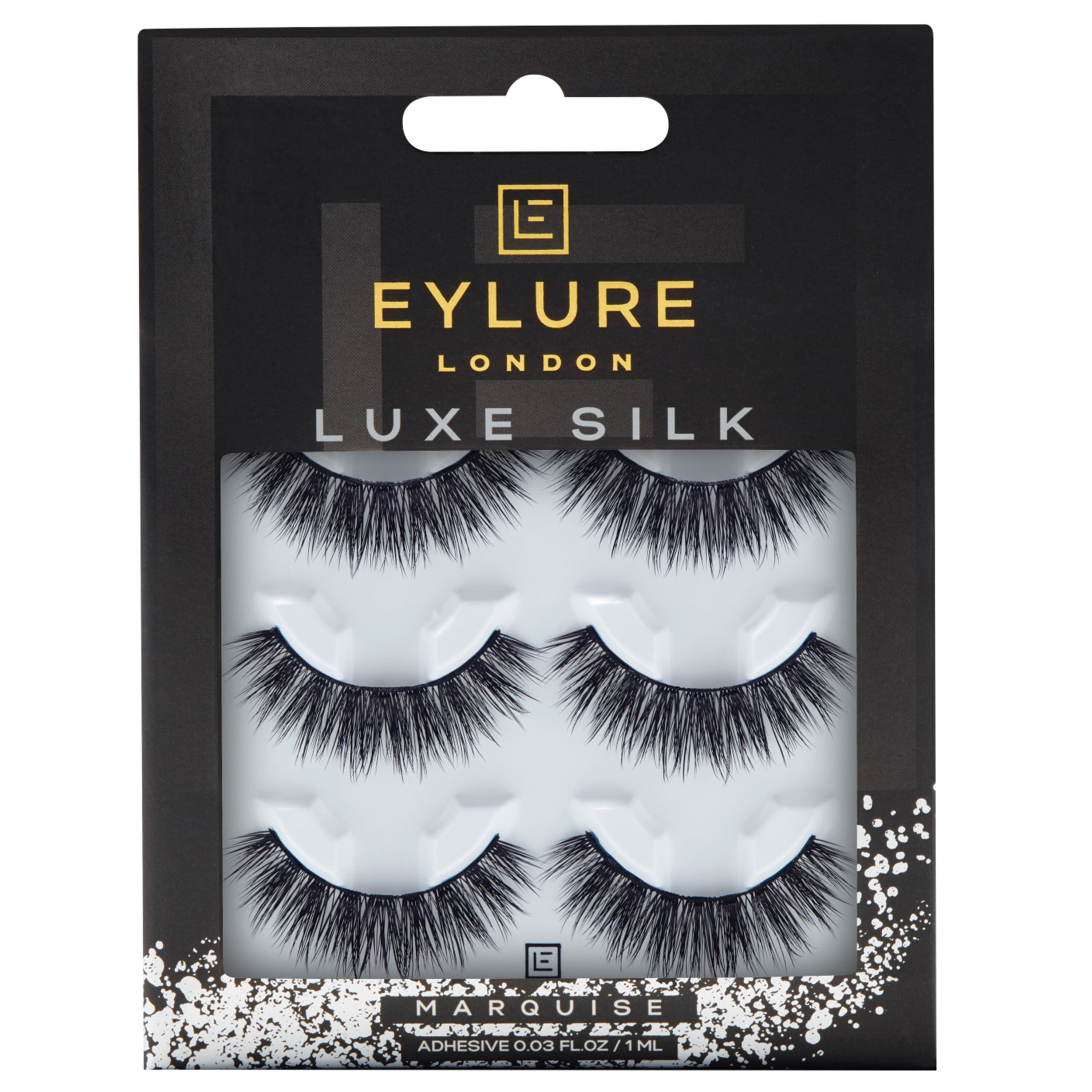 Eylure False Lashes, Luxe Silk Marquise with Adhesive Included, 3 Pair