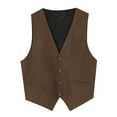 thumbnail image 1 of Kcodviy Mens Gentlemens Plays Suede Windbreaker Men Retro V Neck Solid Puff Jacket Color Pocket Button Leather Fir Hooded Jacket Vest, 1 of 8