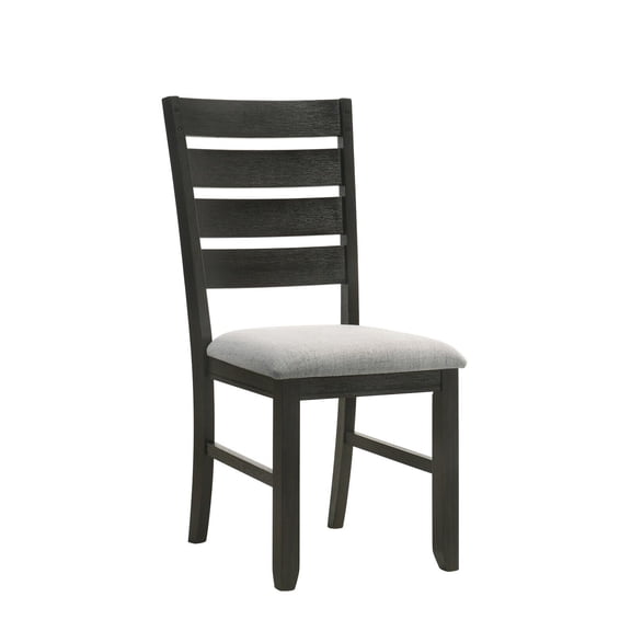 Contemporary Charcoal Finish Dining Chair 6pc Set Fabric Upholstery Wooden Furniture