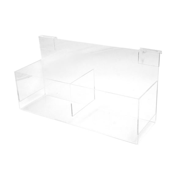 SSWBasics Clear Acrylic Double Display Bin - 14"L x 4-1/2"W x 4-1/2"D - For Slatwall or Wire Grid