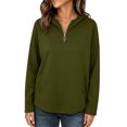 thumbnail image 3 of Lcziwo Women's 1/4 Zip Pullover Long Sleeve Solid Casual Hoodies Oversized Y2K Fall Winter Fashion Sweatshirt with Pockets Army Green,XL, 3 of 7