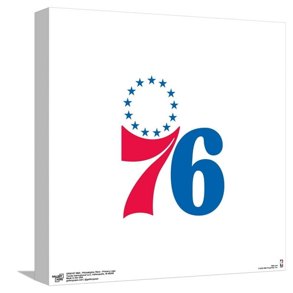 Gallery Pops NBA Philadelphia 76ers - Primary Logo Canvas Wall Art, Unframed Version, 12" x 12"