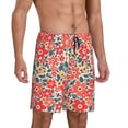 thumbnail image 2 of Sikiie Small Coral Red Flowers Mens Pajama Shorts, Lightweight Lounge Pant with Pockets Soft Sleep Pj Shorts for MenXX-Large, 2 of 6