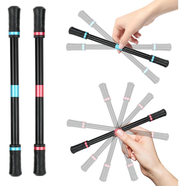 Bolígrafo giratorio con dedo rodante de 2 uds, bolígrafo giratorio sin recambio de bolígrafo, para niños estudiantes, alivio de presión adaptable (negro y rojo)