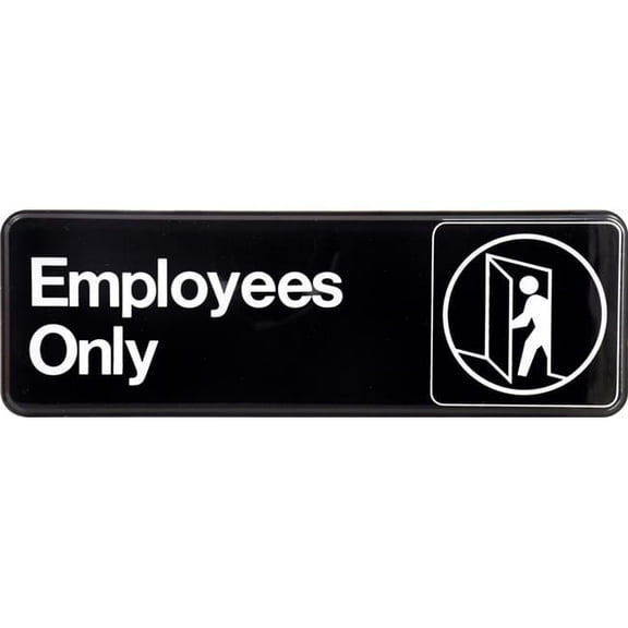 Hillman English Black Employees Only Plaque 3 in. H X 9 in. W