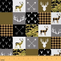 Castle Fairy Teenager Safari Deer Fabric by the Yard 1 Yard,Geometric Grid Home Decor Fabric by the Yard,Abstract Camo Room Decor Fabric by the Yard,Luxury Bedroom Decor