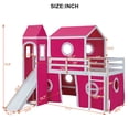 thumbnail image 3 of Aukfa Princess Low Loft Bed with Slide - Twin Size Castle Bed with Tent for Kids - Pink, 3 of 7