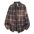 thumbnail image 4 of Ceisia Men's Relaxed Fit Long Sleeve Plaid Flannel Shirt Casual Button Down Turndown Collar Shirt Coffee XXXXL Gifts, 4 of 5