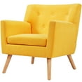 thumbnail image 2 of TrumanPick Accent Chair, Modern Upholstered Comfy Sofa Chairs, Fabric Mid-Century Armchair Button Tufted Lounge Chair for Living Room, Bedroom, Yellow, 2 of 7