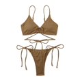 thumbnail image 1 of Soidarity Conjunto de bikinis sexy Traje de baño de piezas con correa enlazada linda Traje de baño amigable con la piel Ropa de playa liviana Traje de baño Color café METRO Soidarity OD031957-02, 1 of 6