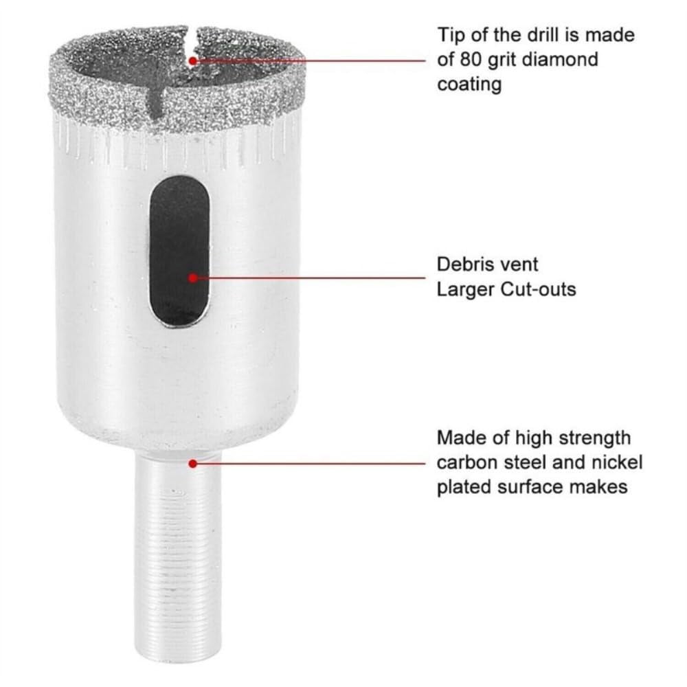 15 PCS Diamond Hole Saw Drill Bit Set 15 Sizes Nickel Plated Glass Drill Bits For Glass Ceramic Tile Bottles Block Jars And Fiberglass Ceramic Tiles