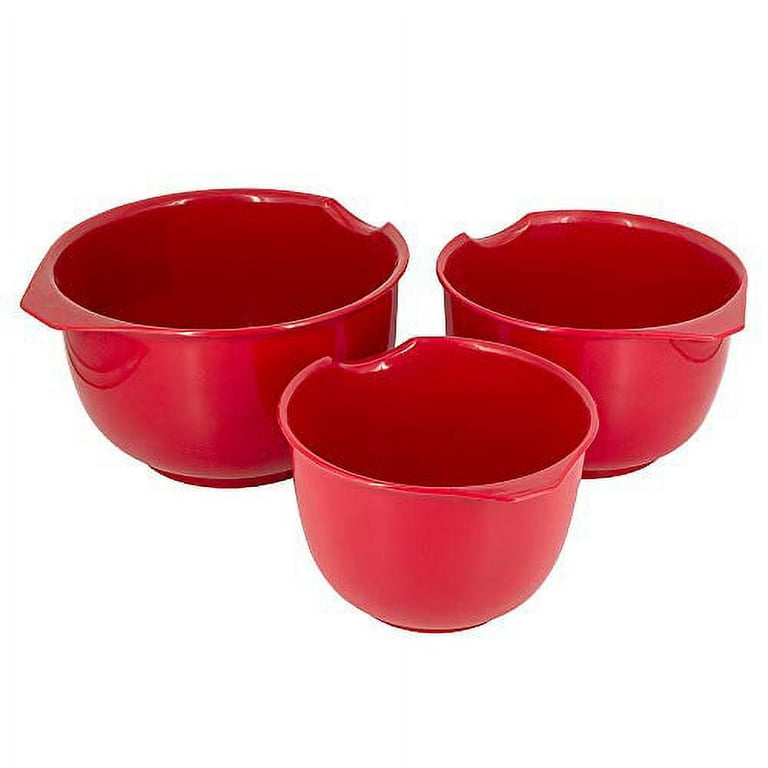 Glad Mixing Bowls with Pour Spout, Set of 3 Nesting Design Saves Space Non-Slip, BPA Free, Dishwasher Safe Kitchen Cooking and Baking Supplies, White
