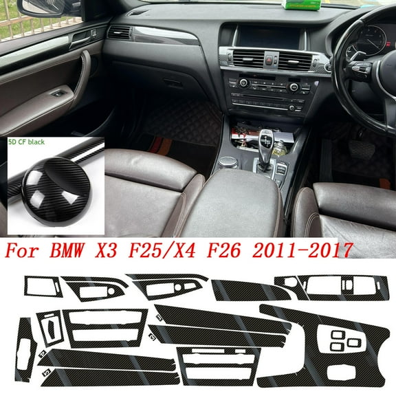 Carbon Fiber For BMW X3 X4 F25 F26 2011-2017 Car Film Interior Sticker Center Console Gear Dashboard Air Door Handle Lift Panel