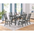 thumbnail image 3 of Rustic Gray Wood 7 piece Dining Set with Gray Linen Upholstered Chairs, 3 of 5