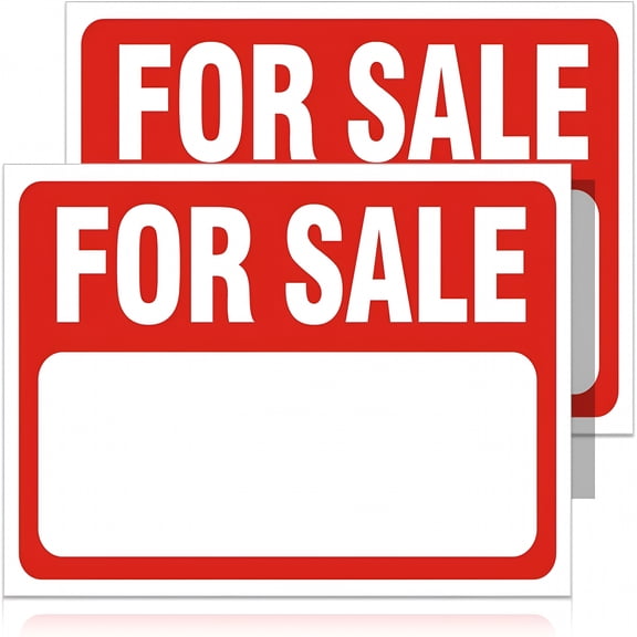 CCOCC 2 Pack For Sale Sign Stickers,12" x 8" Sale Sign for Car and Vehicles,Self-Adhesive Vinyl Decal for House,Home,Boats,Large Space for Handwriting Red