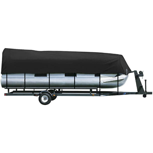 iCOVER Trailerable Pontoon Boat Cover, Fits 25 to 28ft Long & Beam Width up  to 102in Pontoon Boat with Storage Bag (Black 25'-28')