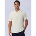 thumbnail image 2 of DARING DIVA Men's Casual Short Sleeve Pullover Drawstring Hooded T-Shirt M Beige, 2 of 6
