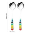 thumbnail image 3 of 2 Pcs Round Stainless Steel Korean Spoons, Mirror Polished Asian Thick Soup Spoons Stainless Steel Round Spoon High Colour Value Household Cute Eating Soup Spoon Handle Spoon, 3 of 6