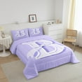 thumbnail image 3 of Feelyou Initial Letter B Comforter Sets Twin Size, Purple Comforters & Duvets, Kawaii Bow-tie Reversible Duvet Insert, Lightweight Room Decorative, 2 Pieces, 3 of 8
