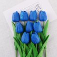 thumbnail image 2 of 1 Pc Real Touch Fake Flowers Tulip, 13.4 inch Artificial Flowers Fake Tulips for Indoor Centerpieces Wedding Valentines Day Decorations Mother's Day Gifts Flowers, Faux PU Tulips Bulk, Blue, 2 of 8