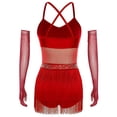 thumbnail image 3 of Moggemol Ensemble de Robe de Danse Latine à Paillettes pour Femmes, Justaucorps, Tango, Salsa, Rumba, Cocktail, Bourgogne, TG, 3 of 6