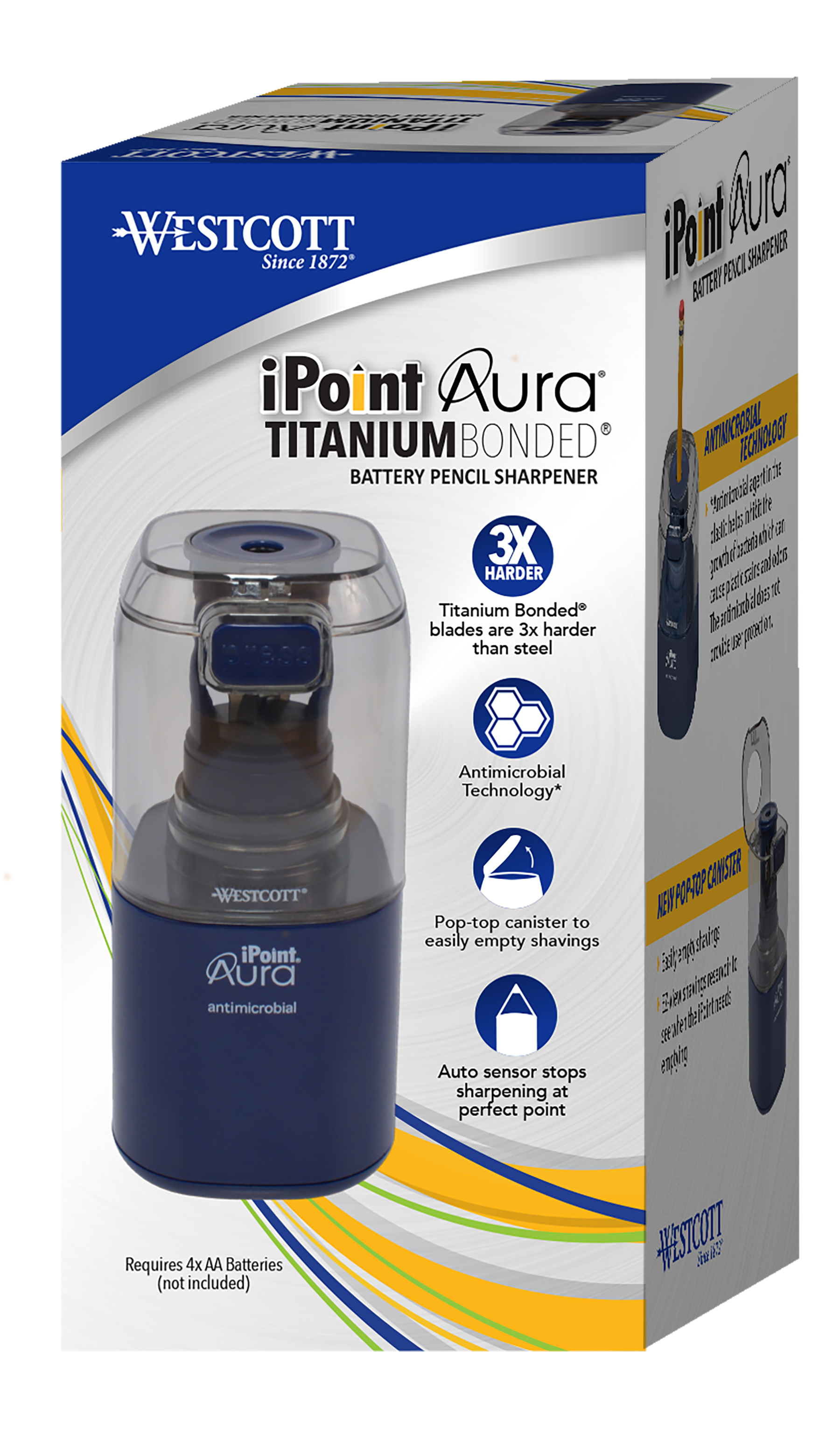Westcott Aura Battery Pencil Sharpener, Midnight Blue photo 6