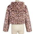 thumbnail image 4 of FNFYFH Women's Faux Fur Coats Hooded Leopard Plush Jacket Open Front Cardigan Outerwear Casual Shaggy Jackets, 4 of 5