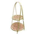 thumbnail image 1 of Cesta de frutas tejida a mano de bambú para aperitivos, cesta multiusos para alimentos de mesa. 2 capas rojo, 1 of 9