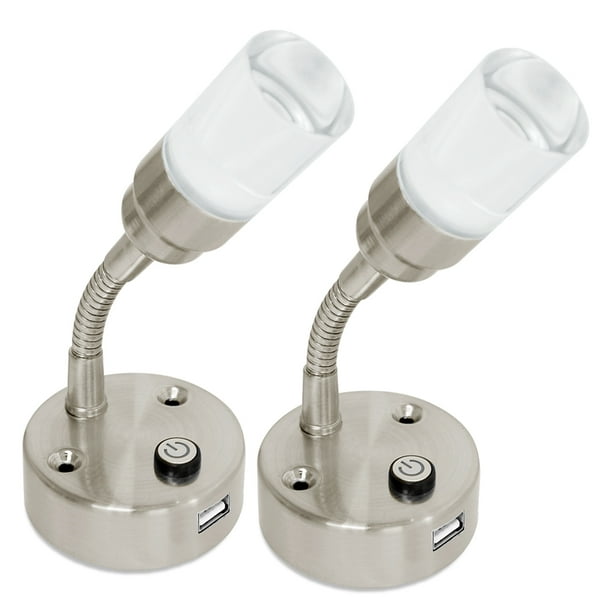 Dream Lighting 12 Volt RV Reading Lights Fixture USB Charger Port Cool