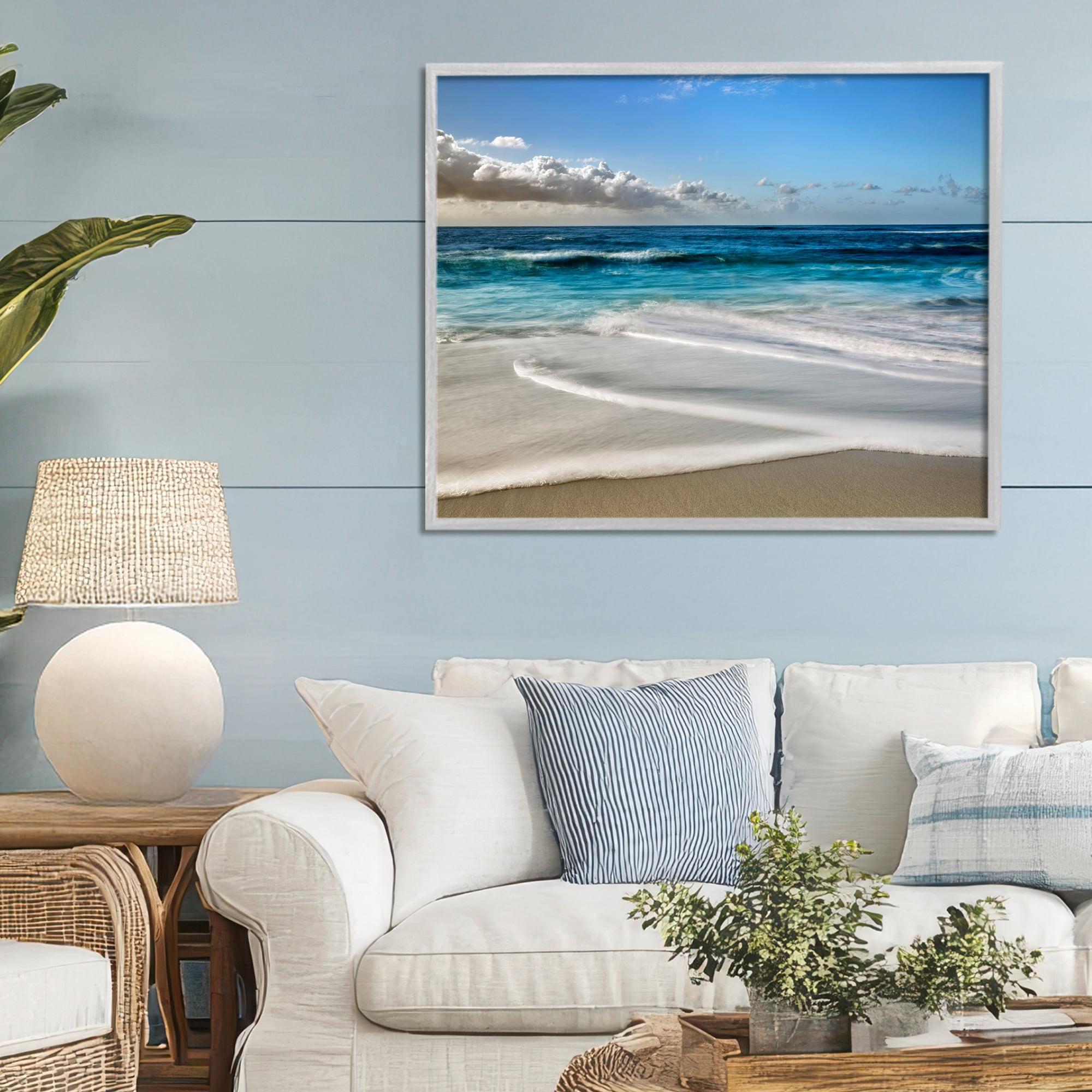 Stupell Industries Morning Foam on Shore Gray Framed Giclee Art, design by Superstock