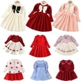 thumbnail image 2 of Primavera otoño bebé niña suéter vestido de punto rojo Navidad invierno ropa de manga larga suéter fruncido princesa vestido VestidosTag 130 (6-7T) Gao Jinjia LED, 2 of 2