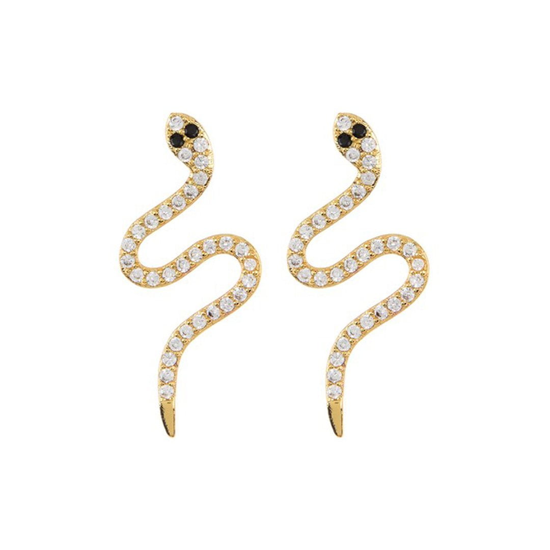Snake Crystal Earrings gold