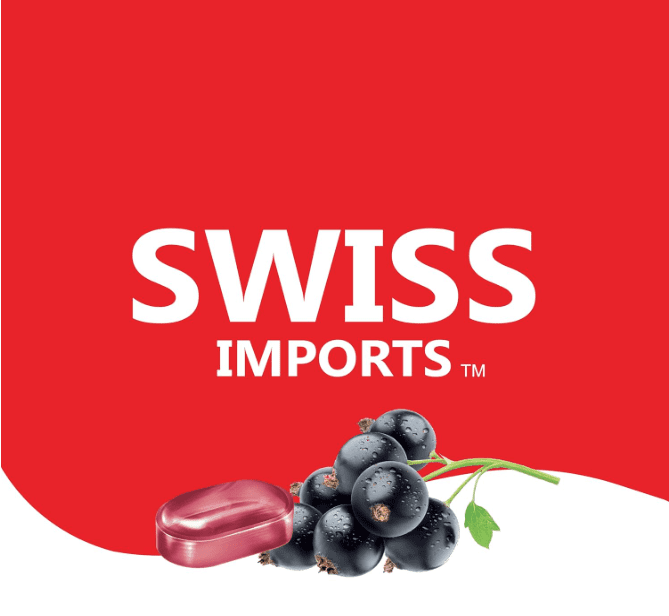 Swiss Imports Sugar Free Bonbons Hard Candy Drops, Blackcurrant, 1.4 oz/ 40g Box, 9 Pack