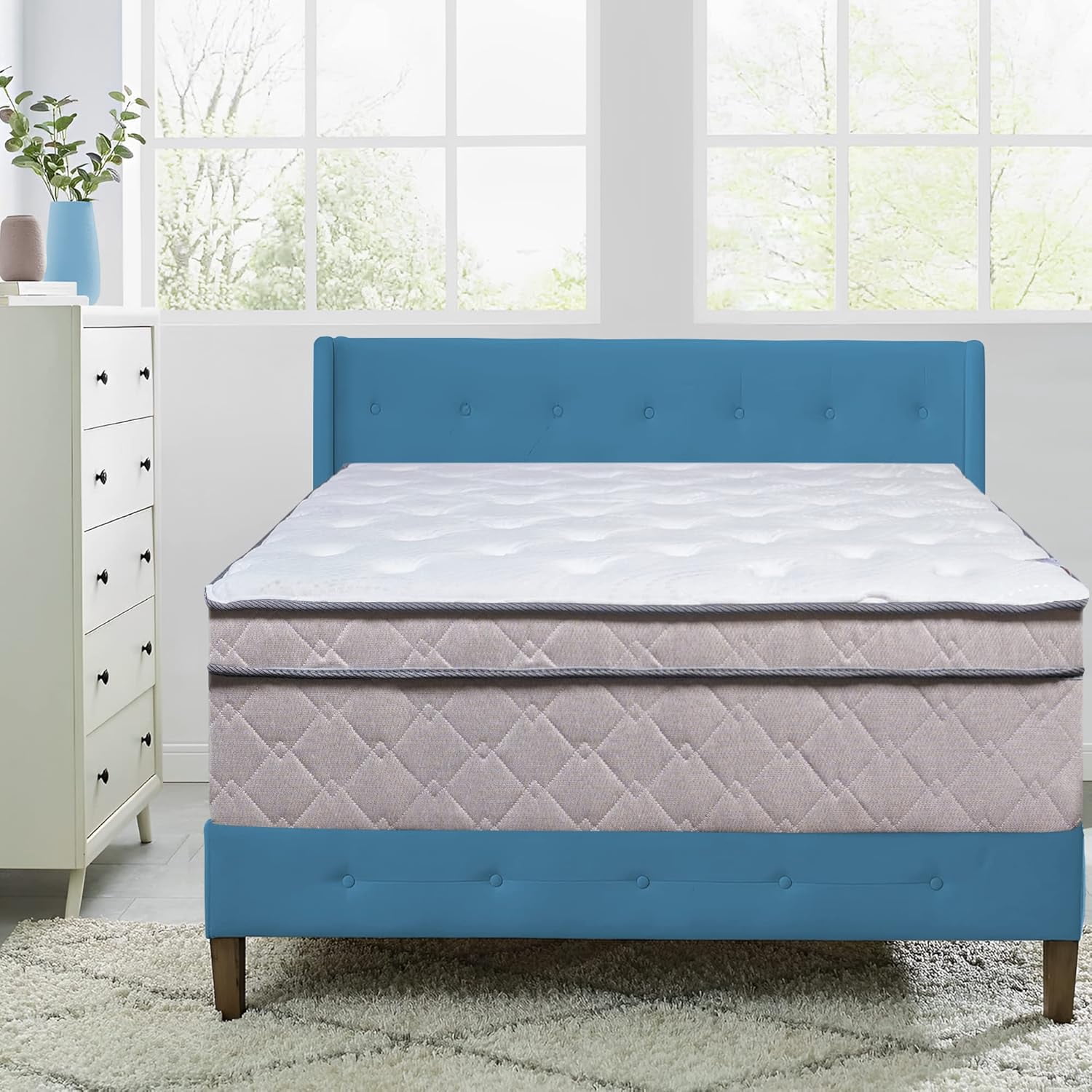 13" Extra Plush Bed Mattress, Comfortable Supportive Eurotop Foam Encased Mattresses for Better Body Posture and Positioning, Relieves Pain and Aches, Twin