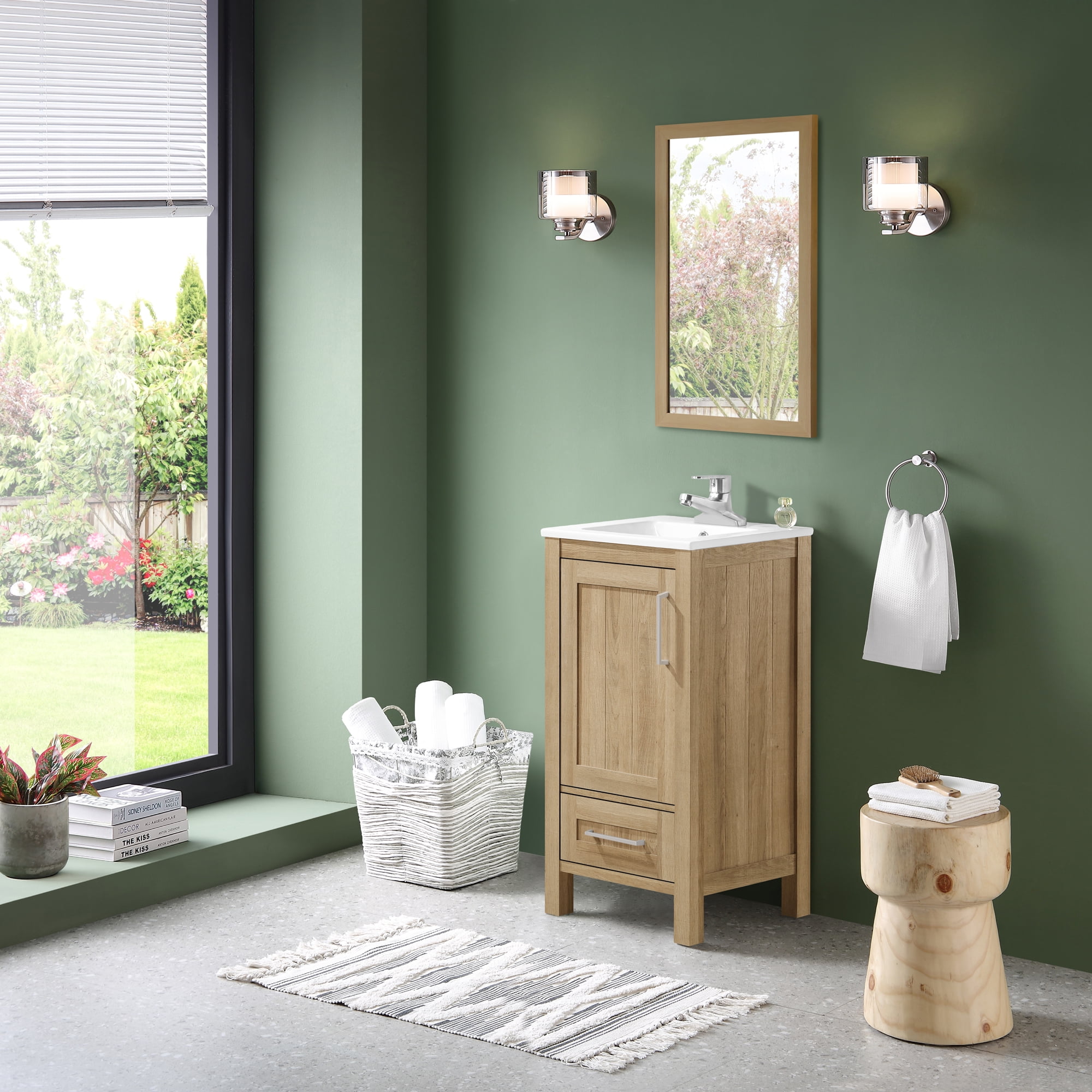 Ove Decors Kansas 18 W x 16" D Freestanding Bathroom Vanity with Sink, White Oak