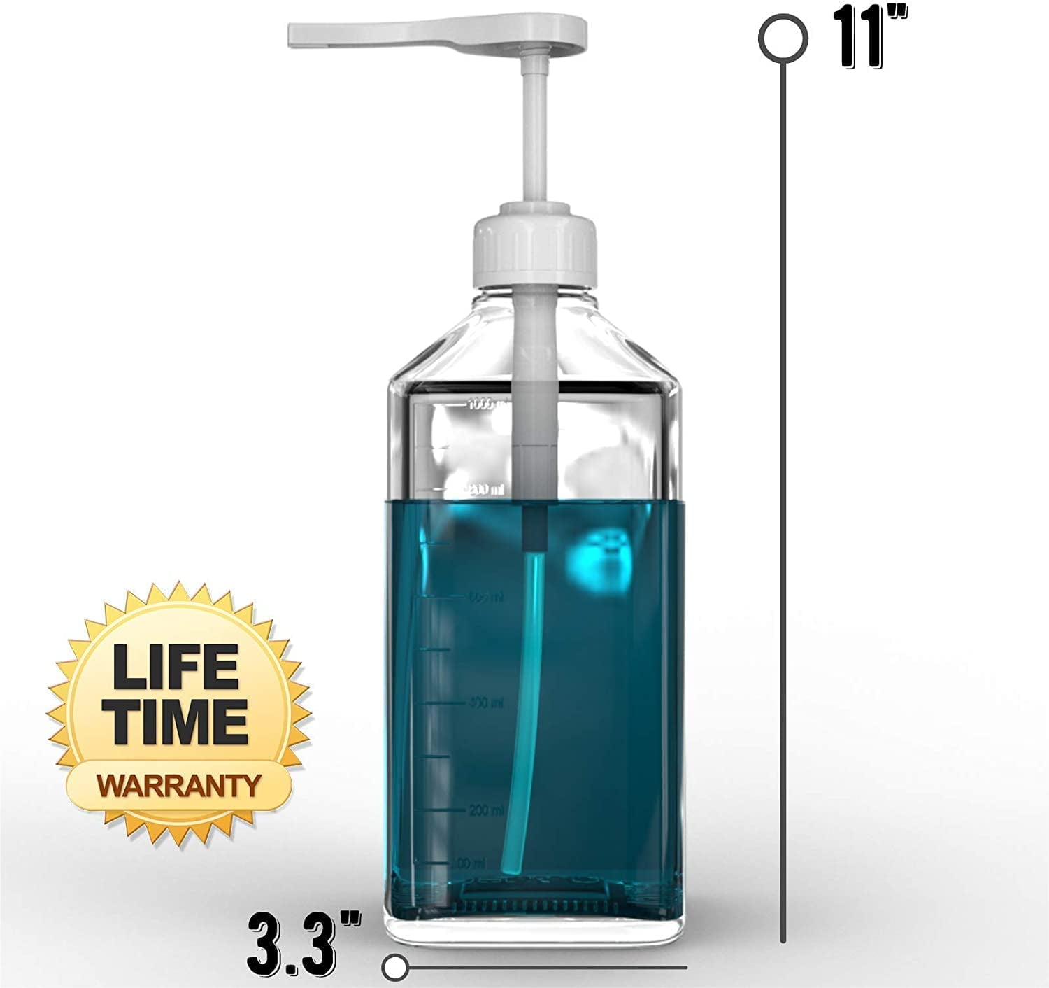 37-Ounce Mouthwash Dispenser Glass Pump BottlePerfect Bathroom Essential for 