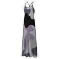 thumbnail image 4 of Womens Dresses Summer Sleeveless Plus Size Camouflage V-Collar Long Maxi Casual Dress Grey M, 4 of 8