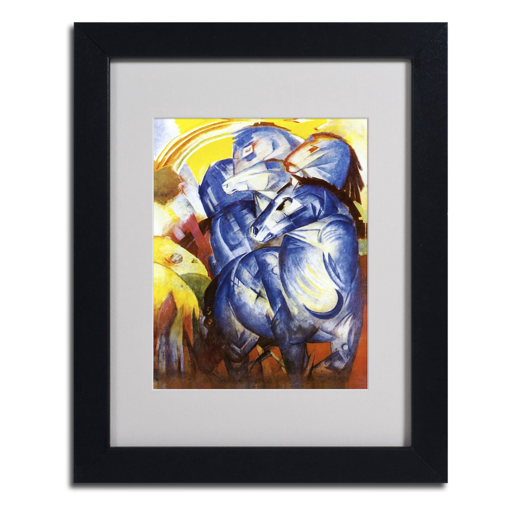 "A Tower of Blue Horses, 1913" Matted Framed Art by Franz Marc, Black Frame