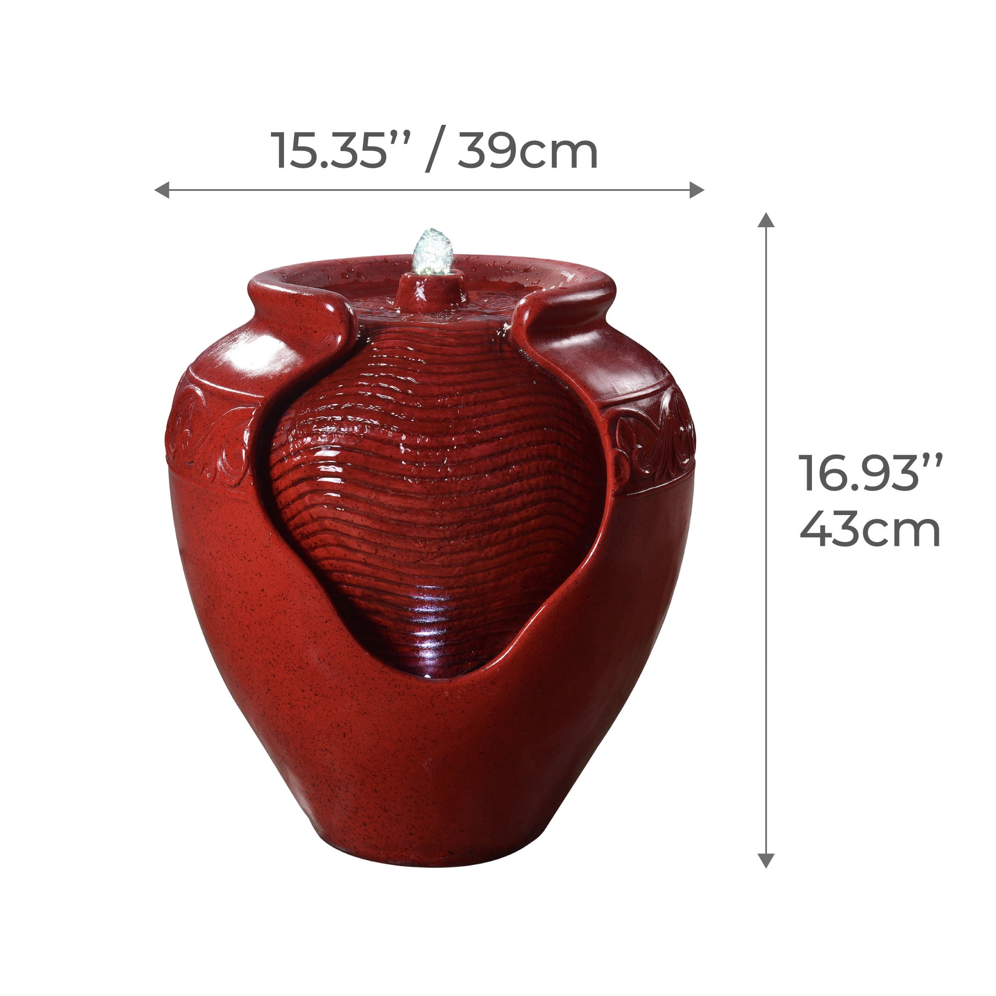 Teamson Home 16.93" Outdoor Glazed Pot Water Fountain
