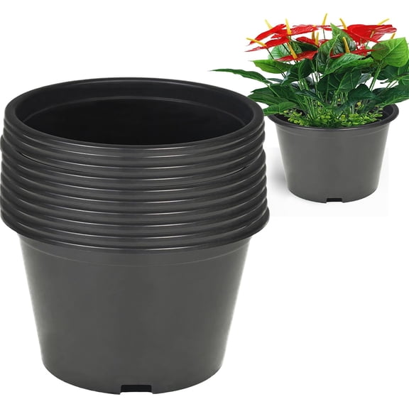 kimllier 10 Pack 2 Gallon Plastic Nursery Pots Plant Container Black for Succulents Flower Plants Vegetables Gardens Yards Porches and Other Places
