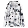 thumbnail image 5 of Floral Zip-Up Hoodie for Women, Long Sleeve Oversized Sweatshirt Jacket - Casual Loose Fit Lightweight Outerwear with Pockets Dark Gray XXXL, 5 of 6