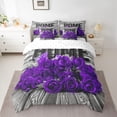 thumbnail image 2 of Feelyou Purple Anniversary Rose Bedding Comforter Set 7pcs, Rustic Cabin Full Bedding Set, 2 of 8