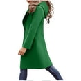 thumbnail image 4 of QIUOMBBP Womens Hooded Wool Coats Casual Button Up Slim Overcoat Solid Color Mid Length Fashion Fall Winter Jackets Peacoat Outerwear, Green, M, 4 of 10