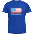 thumbnail image 1 of Blue Lives Matter Distressed American Flag Royal Adult T-Shirt, 1 of 1